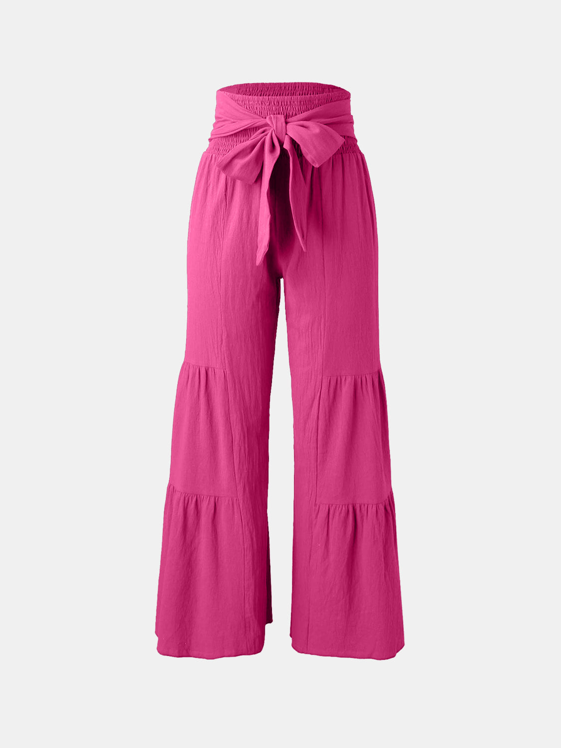 Tied Ruched Wide Leg Pants Deep Rose S Women&