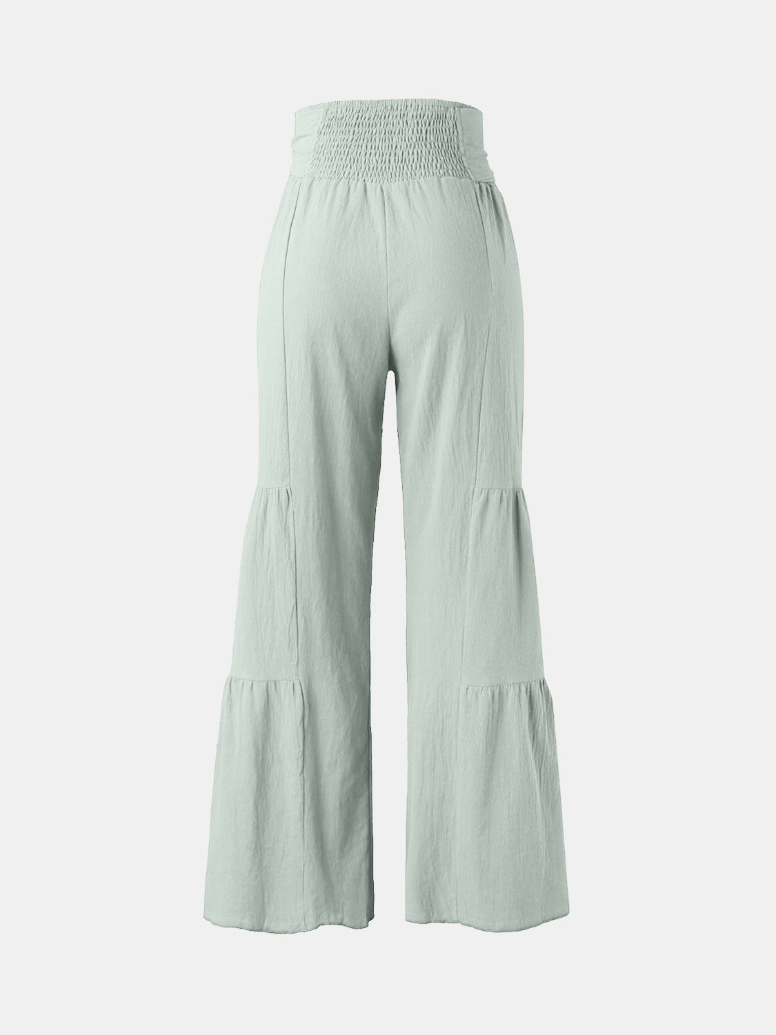 Tied Ruched Wide Leg Pants Light Green S Women&