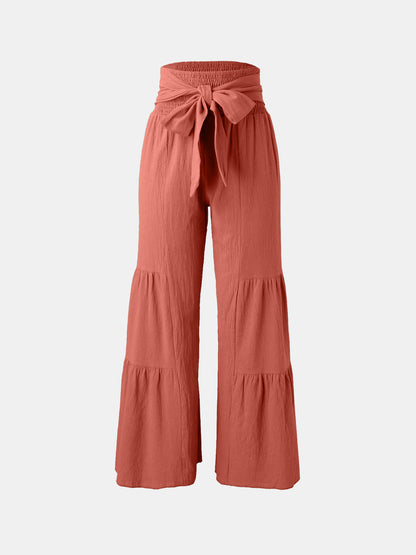 Tied Ruched Wide Leg Pants Women&