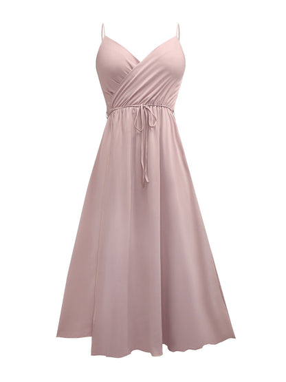 Tied Surplice Sleeveless Midi Cami Dress Pale Blush Women&