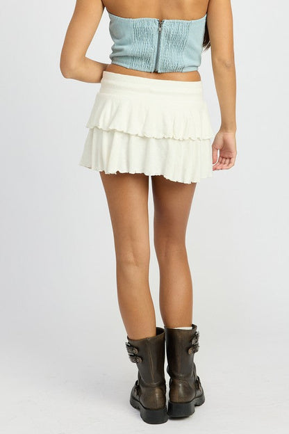 TIERED RUFFLE MINI SKORT by Emory Park | Fleurcouture