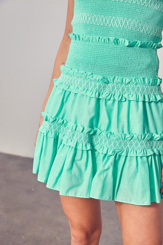 Tiered Ruffle Skirt SOFT JADE by Do + Be Collection | Fleurcouture