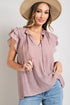 Tiered Ruffle Sleeve Short Sleeve Blouse MAUVE L by eesome | Fleurcouture