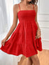 Tiered Smocked Square Neck Cami Dress Deep Red S Women&