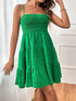 Tiered Smocked Square Neck Cami Dress Green S Women&