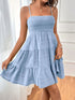 Tiered Smocked Square Neck Cami Dress Light Blue S Women&