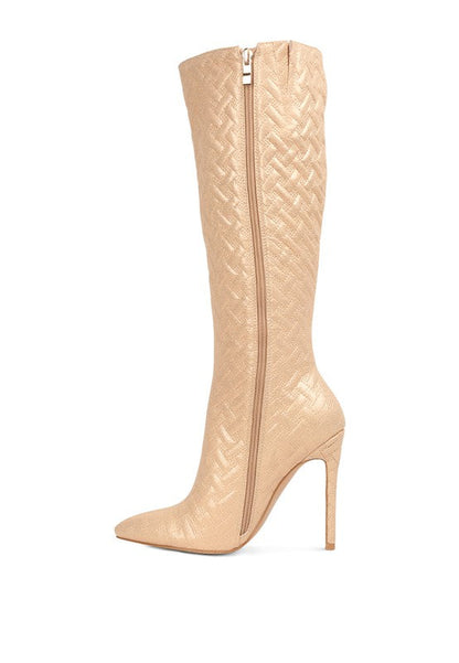 Tinkles Quilted High Heeled Calf Boots by Rag Company | Fleurcouture