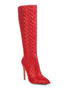 Tinkles Quilted High Heeled Calf Boots Red 5 by Rag Company | Fleurcouture