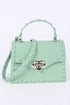 Tonal Studded Top Handle Swing Bag Mint O/S by Artini Accessories | Fleurcouture