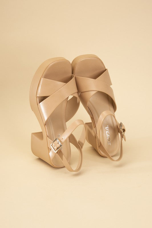 TOUCH-S Crisscross Sandal Heels by Fortune Dynamic | Fleurcouture