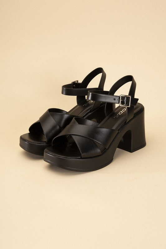 TOUCH-S Crisscross Sandal Heels by Fortune Dynamic | Fleurcouture