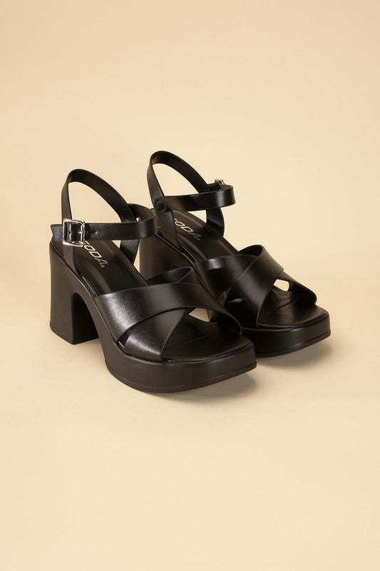 TOUCH-S Crisscross Sandal Heels by Fortune Dynamic | Fleurcouture