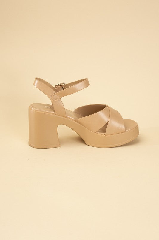 TOUCH-S Crisscross Sandal Heels by Fortune Dynamic | Fleurcouture