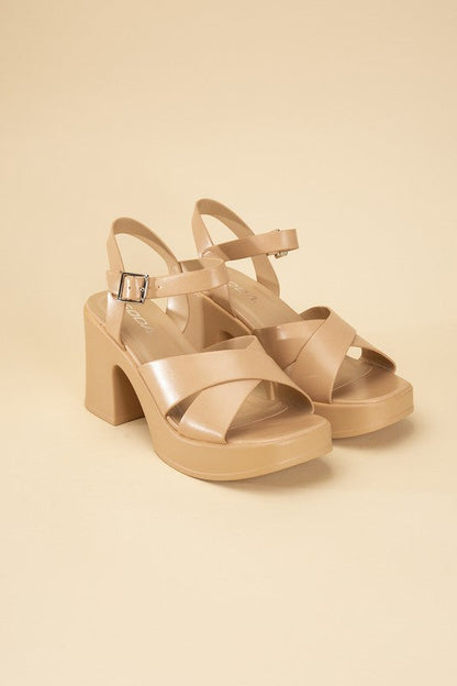 TOUCH-S Crisscross Sandal Heels by Fortune Dynamic | Fleurcouture