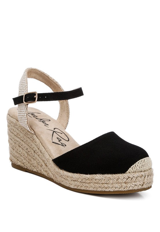 Trand Wedge Espadrille Sandals Black US-5 / UK-3 / EU-36 by Rag Company | Fleurcouture