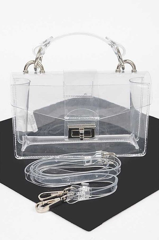 Transparent Clear Stadium Bag CLEAR/SILVER O/S by Artini Accessories | Fleurcouture