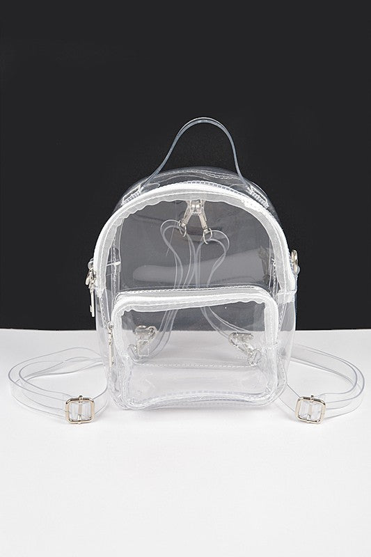 Transparent Cleared Stadium Small Backpack CLEAR/SILVER O/S by Artini Accessories | Fleurcouture