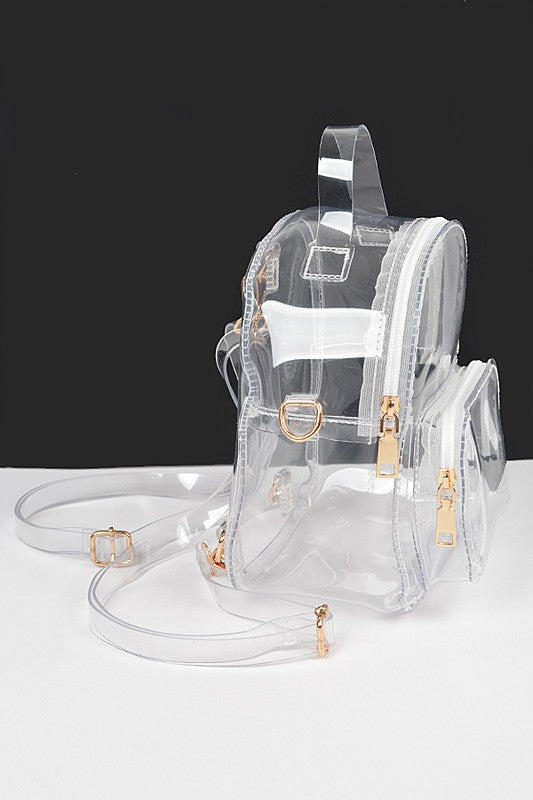 Transparent Cleared Stadium Small Backpack O/S by Artini Accessories | Fleurcouture