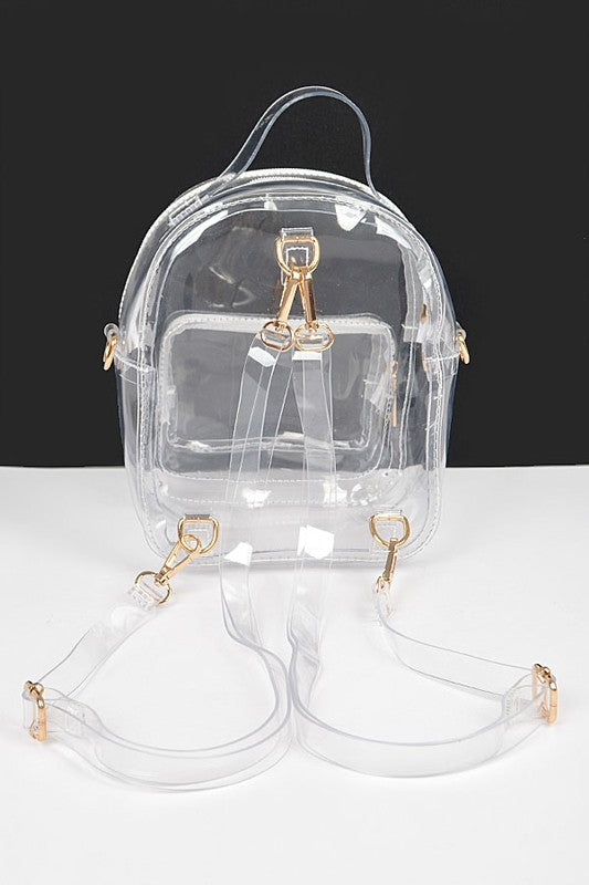 Transparent Cleared Stadium Small Backpack O/S by Artini Accessories | Fleurcouture