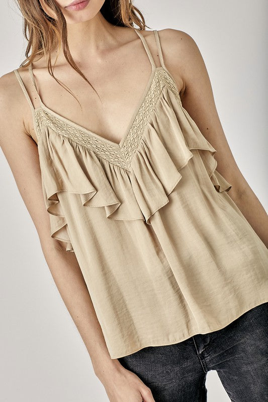 Trim Detail with Ruffle Cami Top by Mustard Seed | Fleurcouture