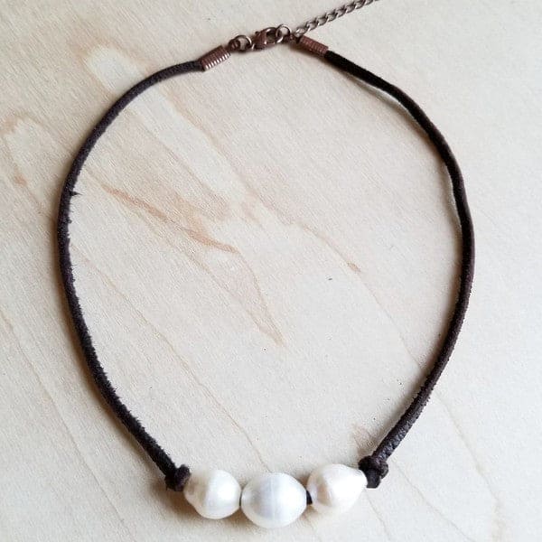 Triple Freshwater Pearl Choker Necklace brown 1 Jewelry by The Jewelry Junkie | Fleurcouture