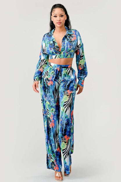 Tropical Mirage Palazzo Set MULTI PRINT by Athina | Fleurcouture