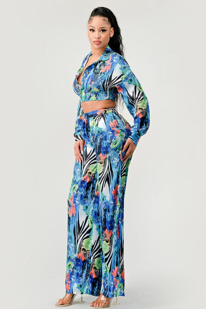 Tropical Mirage Palazzo Set MULTI PRINT by Athina | Fleurcouture