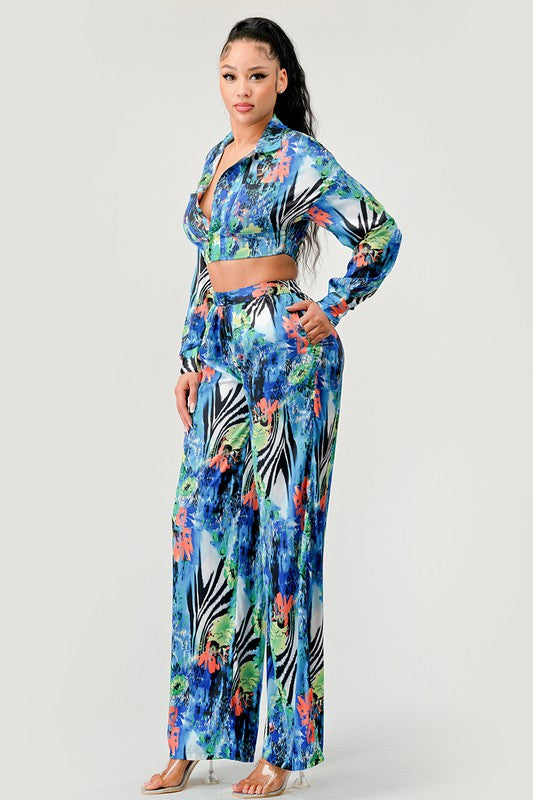 Tropical Mirage Palazzo Set MULTI PRINT by Athina | Fleurcouture