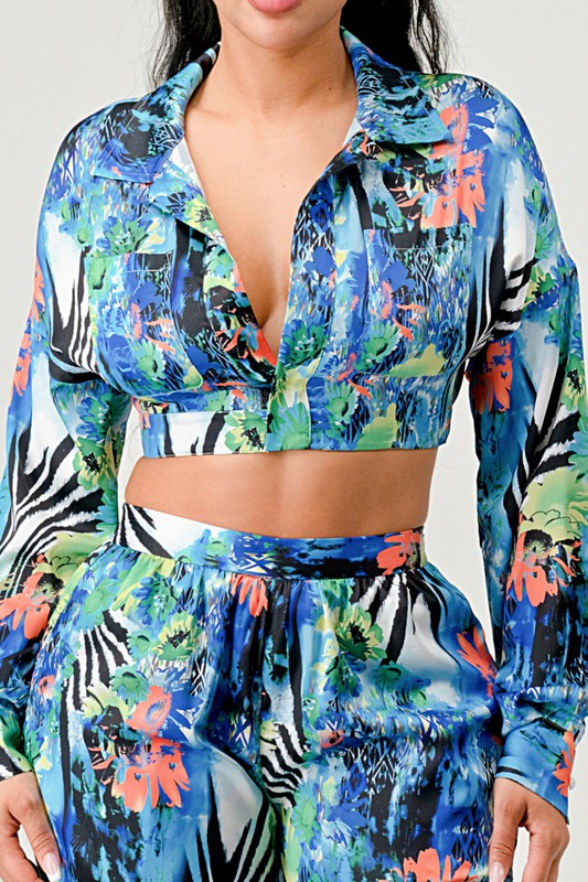 Tropical Mirage Palazzo Set MULTI PRINT by Athina | Fleurcouture