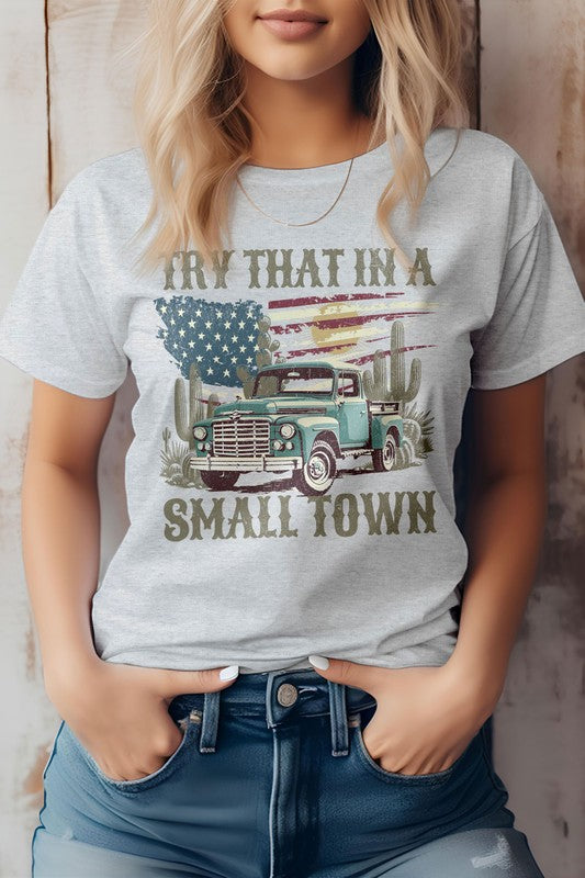 Try That in a Small Town Western Graphic Tee Ash XL by Rebel Stitch | Fleurcouture