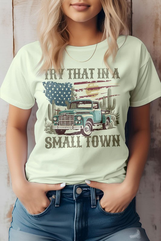 Try That in a Small Town Western Graphic Tee Citron XL by Rebel Stitch | Fleurcouture