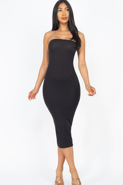 Tube Bodycon Dress Black S by Capella | Fleurcouture