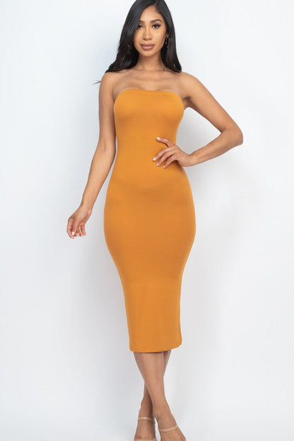 Tube Bodycon Dress Camel S by Capella | Fleurcouture