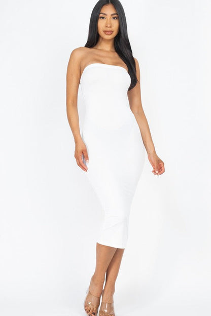 Tube Bodycon Dress White S by Capella | Fleurcouture