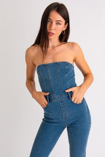 Tube Denim Jumpsuit DENIM L by LE LIS | Fleurcouture