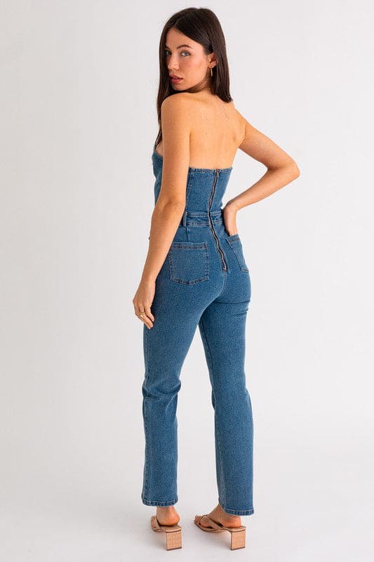 Tube Denim Jumpsuit DENIM L by LE LIS | Fleurcouture