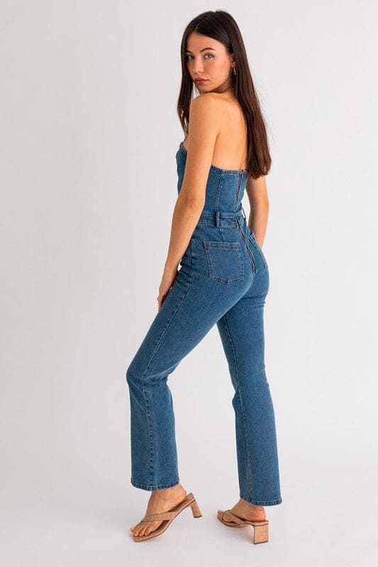 Tube Denim Jumpsuit DENIM L by LE LIS | Fleurcouture