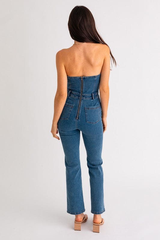 Tube Denim Jumpsuit DENIM L by LE LIS | Fleurcouture