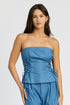 TUBE TOP WITH SIDE LACE UP DETAIL MED DENIM S by Emory Park | Fleurcouture