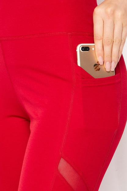 Tummy Control Legging | Cell Phone Pocket Red S/M by Truly Contagious | Fleurcouture