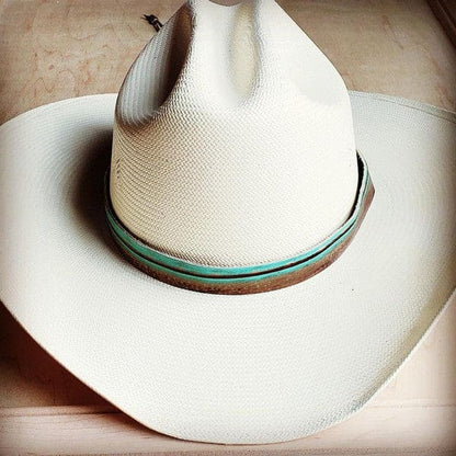 Turquoise Navajo Embossed Leather Hat Band green 1 by The Jewelry Junkie | Fleurcouture