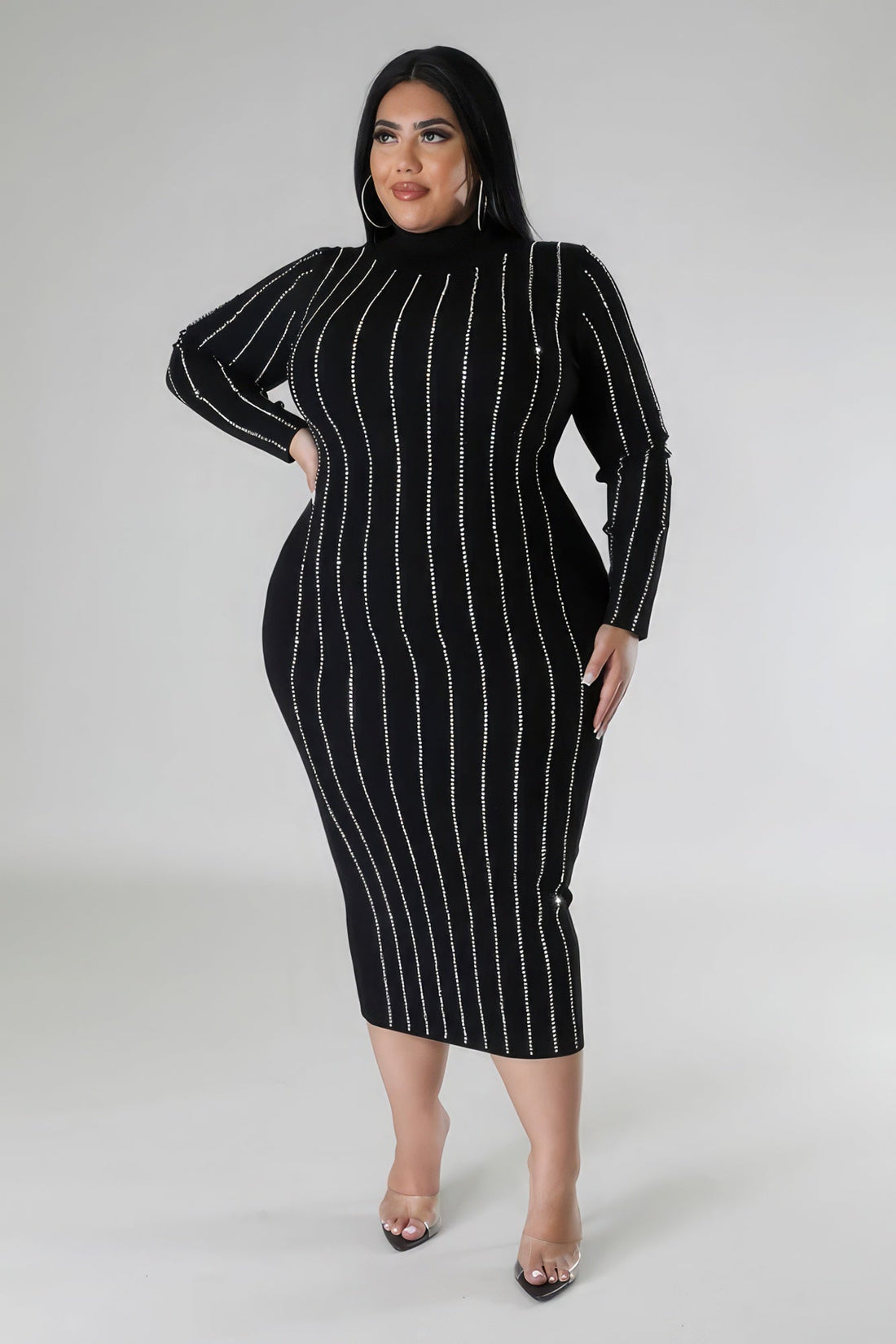 Turtle Neck Stretch Dress by Fleurcouture | Fleurcouture