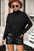 Turtle Neck Tassel Front Long Sleeve Pullover Sweater Black S by Trendsi | Fleurcouture