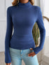 Turtleneck Long Sleeve T-Shirt Dark Blue S Women&