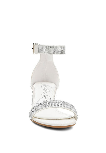 Twerky Rhinestones Embellished Block Sandals by Rag Company | Fleurcouture