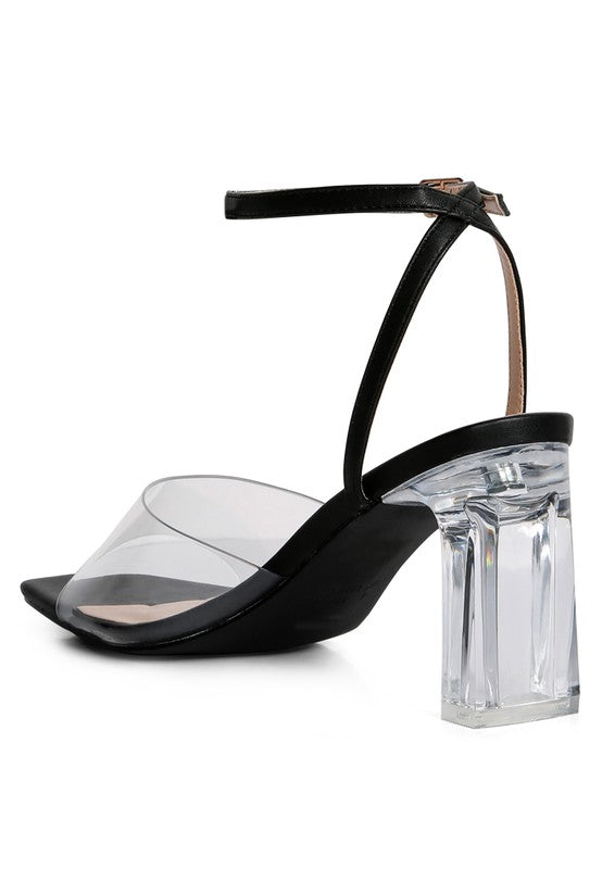 Twinkle Clear Block Heel Sandal by Rag Company | Fleurcouture