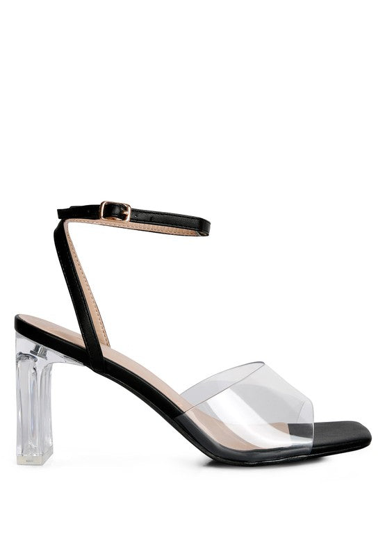 Twinkle Clear Block Heel Sandal by Rag Company | Fleurcouture