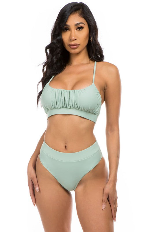 TWO-PIECE HIGH WASITED SAGE S by Mermaid Swimwear | Fleurcouture