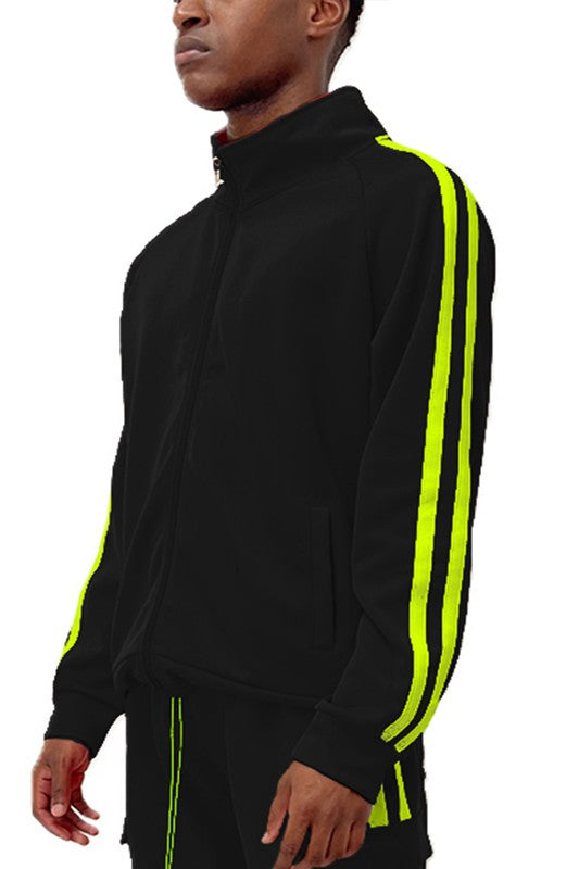 Two Stripe Track Jacket black lime S Men&