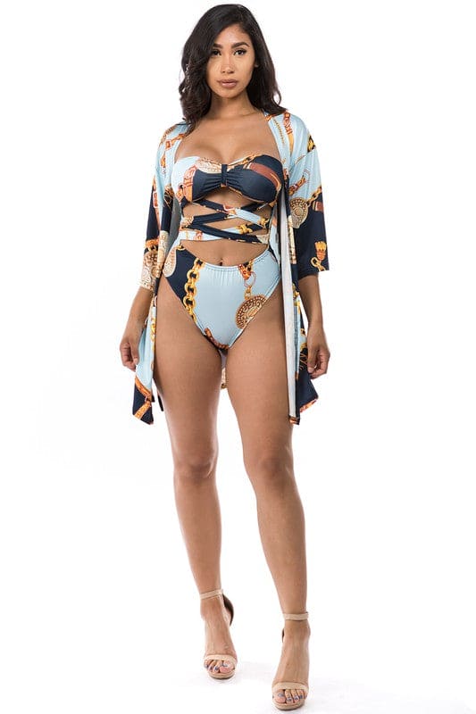 TWOPIECE SET SWIMWEAR BLUE FLORAL by By Claude | Fleurcouture